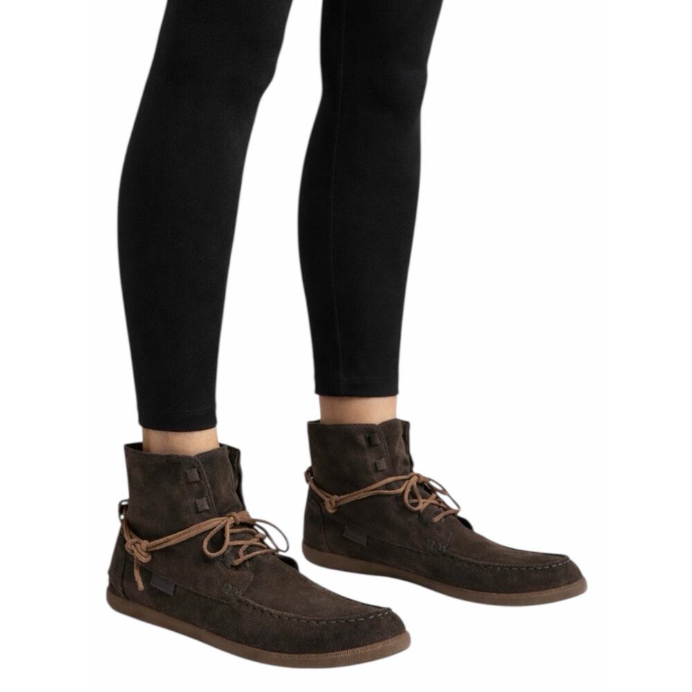 Sperry Coil Hook Moccasin Ankle Boots Suede Dark Brown Size 8.5M
